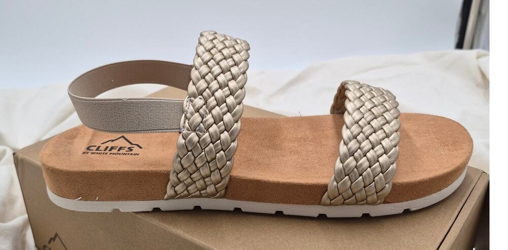 NEW Cliffs by White Mountain Treat Slingback Sandal Slide slip on Platino Sz 10